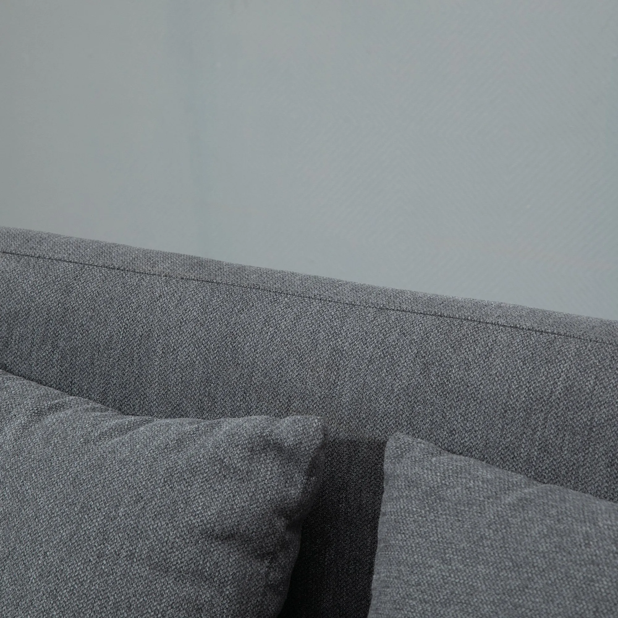 2-Seat Loveseat Sofa Chenille Fabric Upholstered Couch with Rubberwood Legs, Grey Wood
