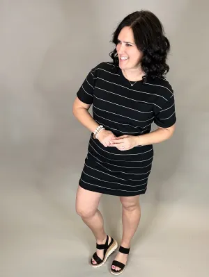 Black White Stripe Kick Back Dress