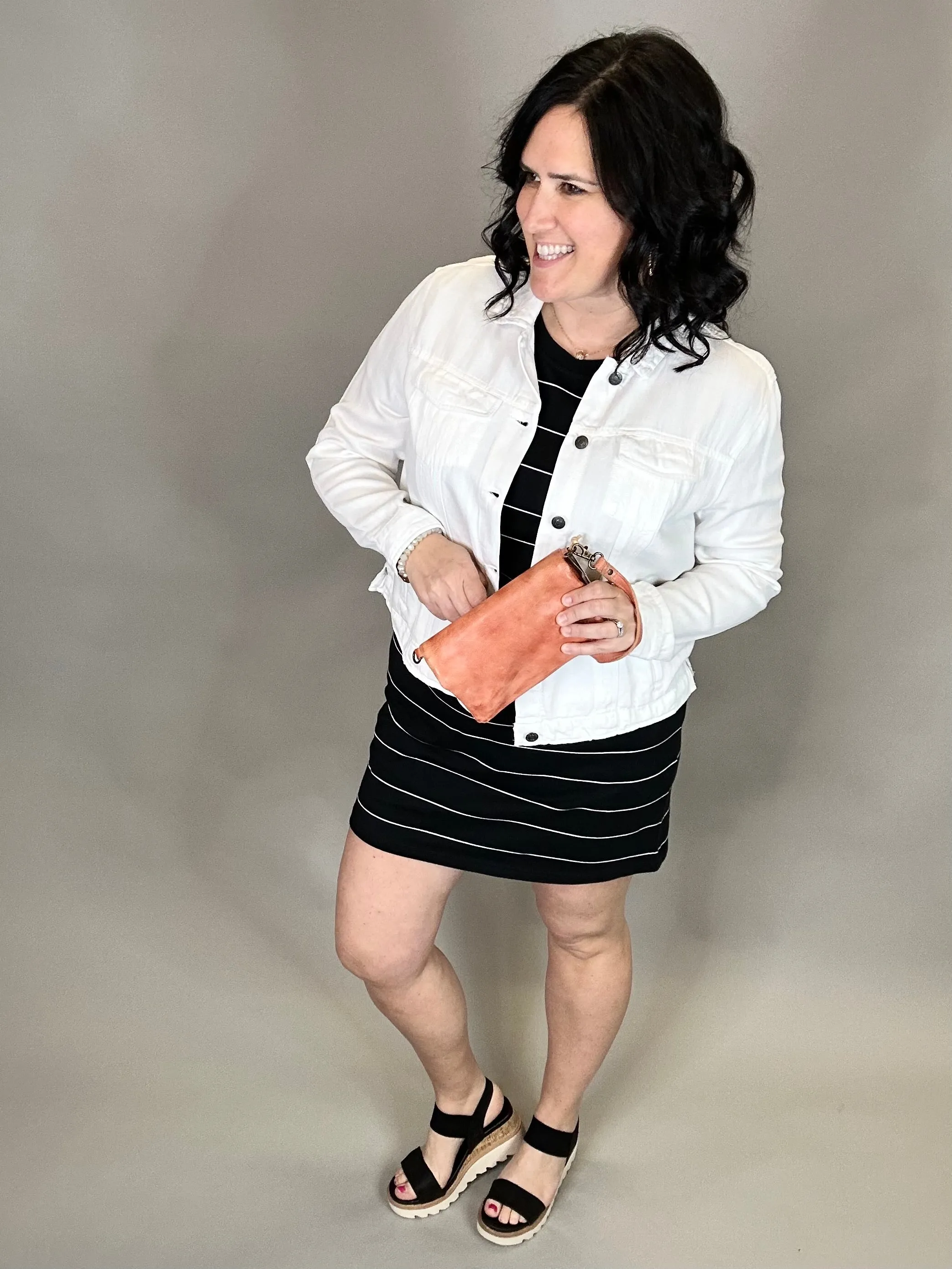 Black White Stripe Kick Back Dress