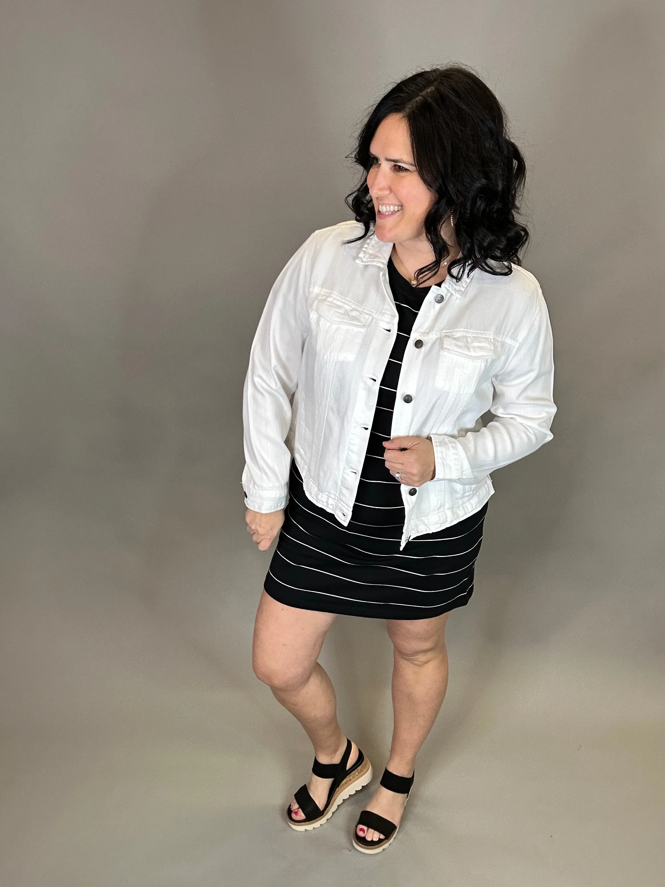 Black White Stripe Kick Back Dress