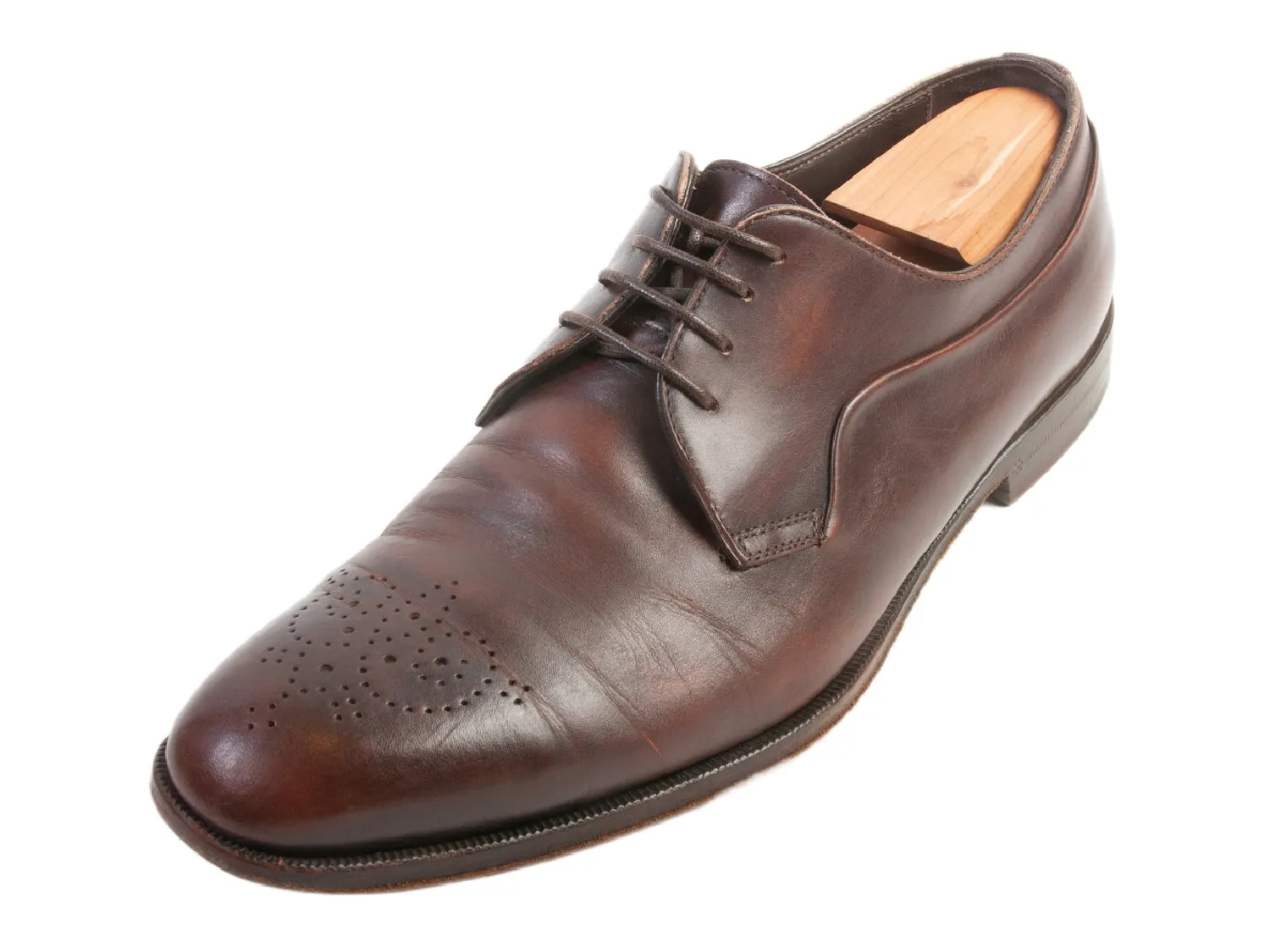 Canali Brown Leather Derby Shoes