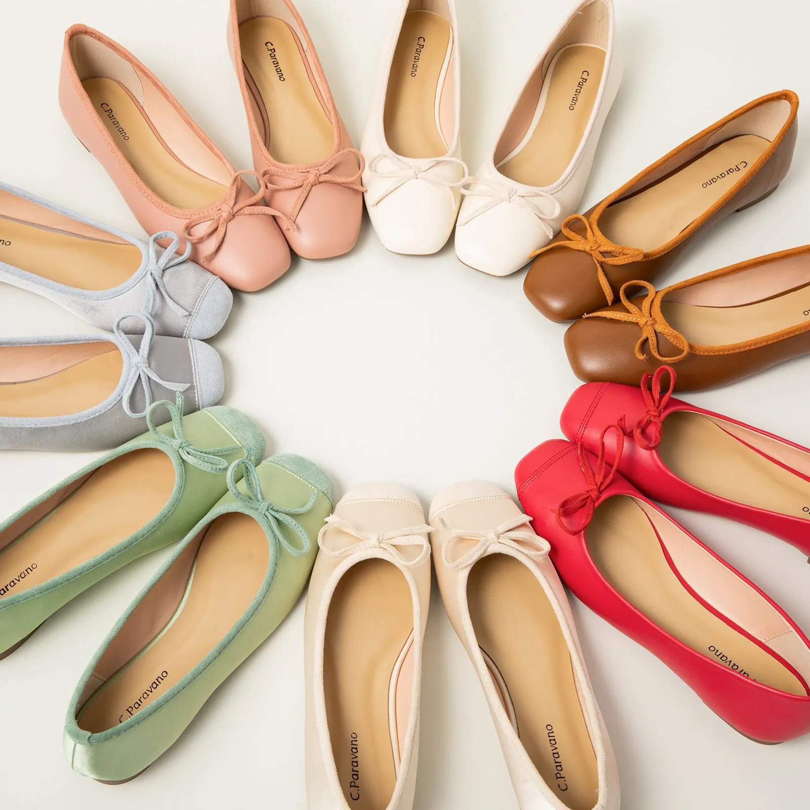 Cap-Toe Silk Ballet Flats (Elena) Brown