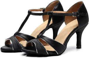 Dancine Ballroom Latin Social Salsa Tango Dance Shoes,Double-Layer Heel Tip,Premium Satin Ballroom Dance Shoes Women Heel Sandals Women Latin Salsa Bachata Performance Dance Shoes 7.5cm Heel