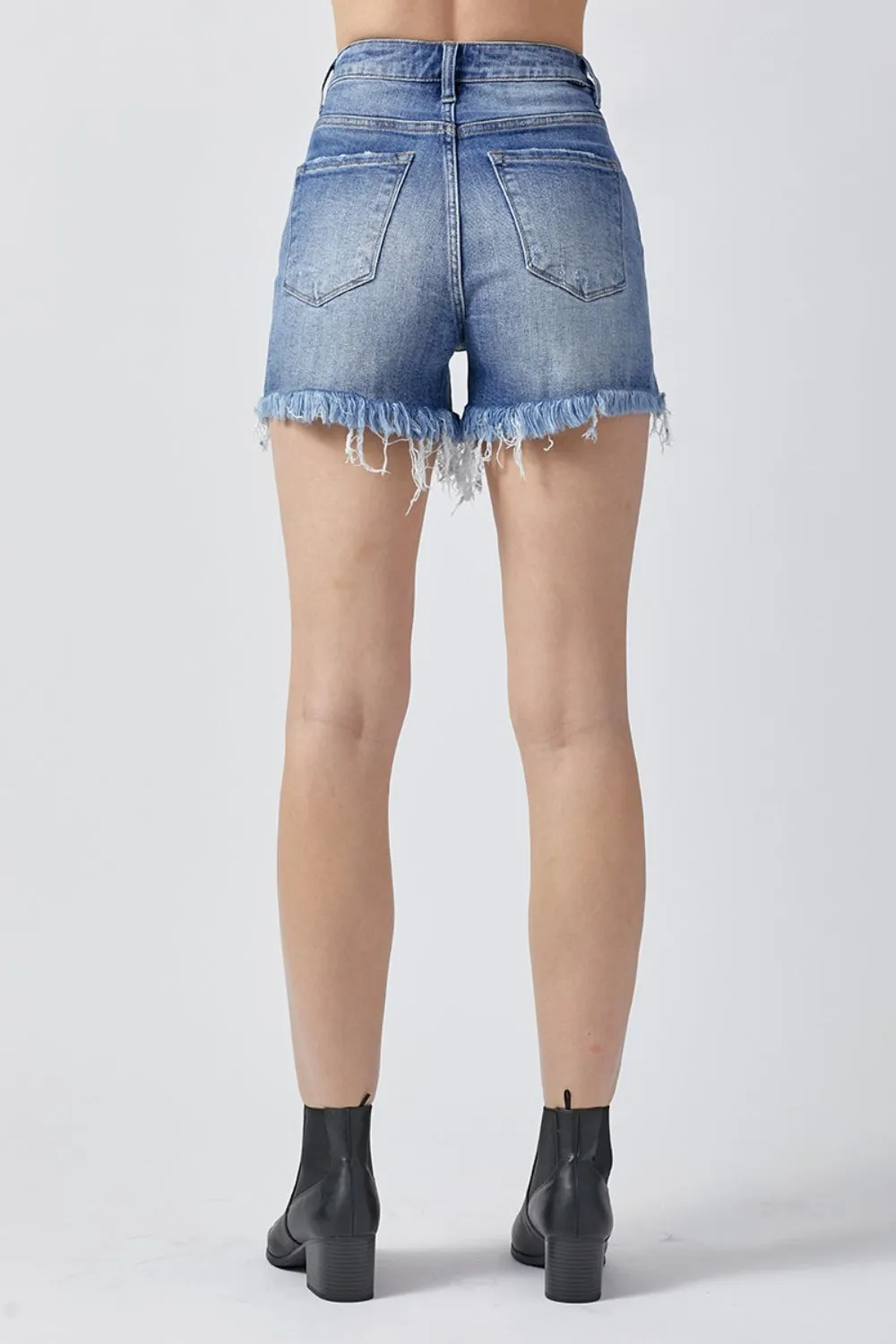 Delight Raw Hem Asymmetrical Waist Denim Shorts