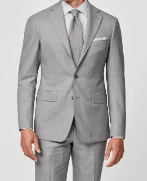 Filarte 365 Collection Light Grey S100 Merino Doppio Ritorto Wool Plain Weave