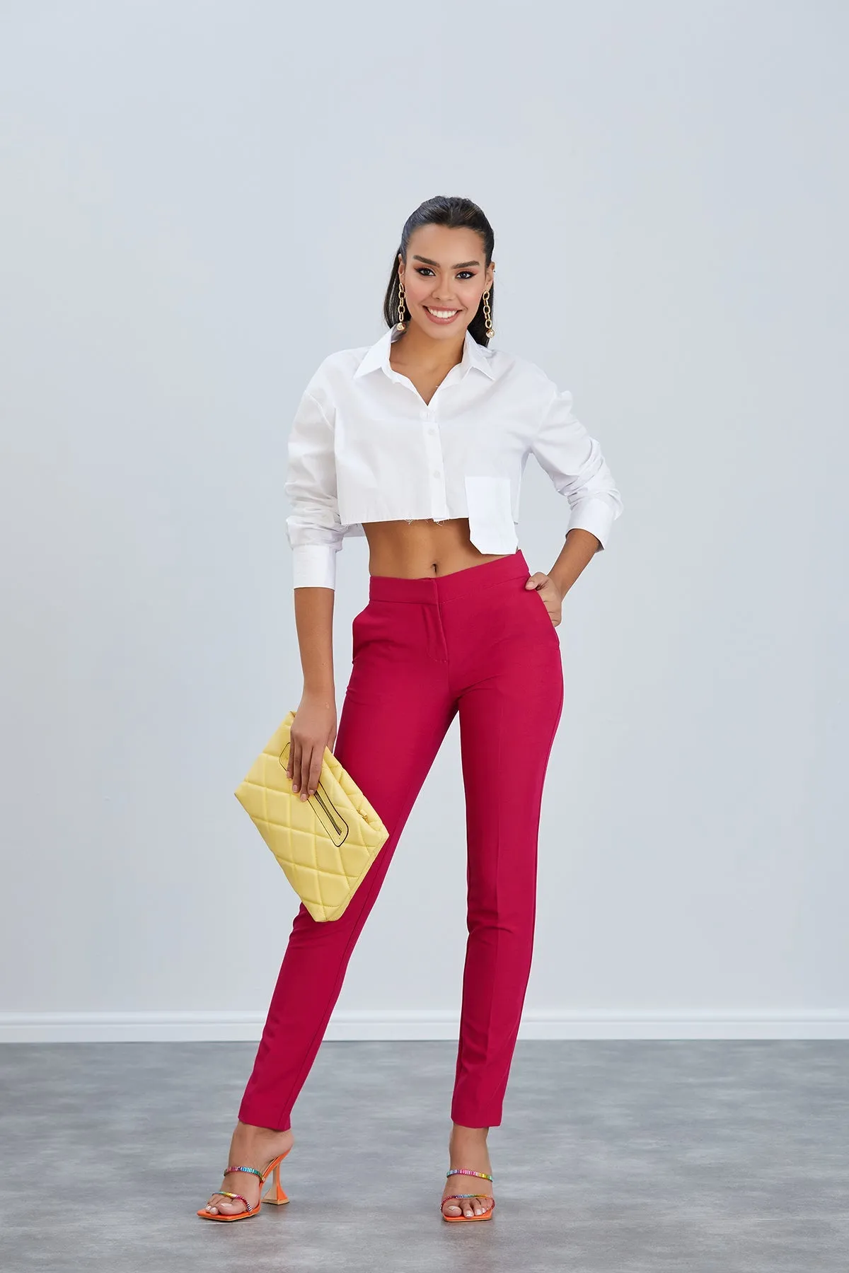 Fuchsia Straight Classic Trousers