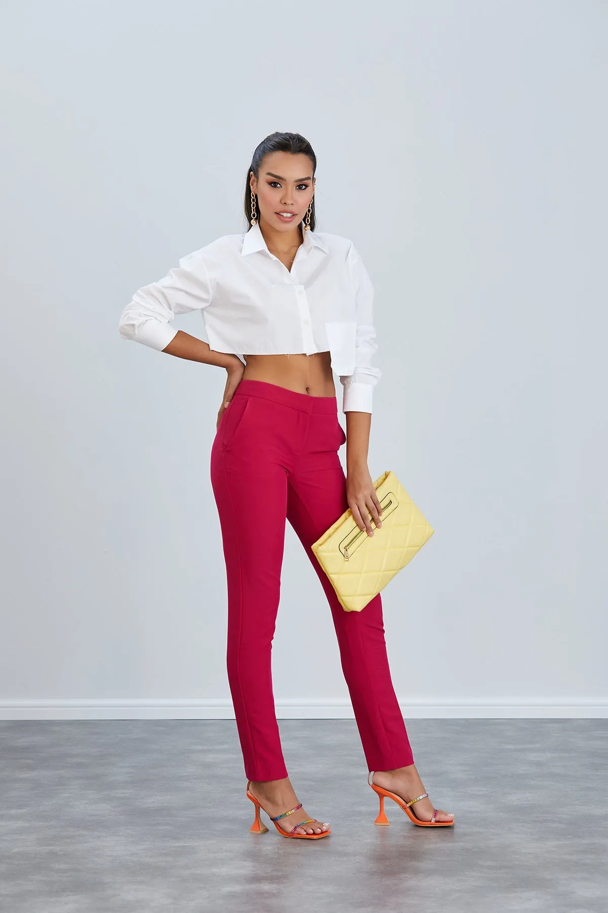 Fuchsia Straight Classic Trousers