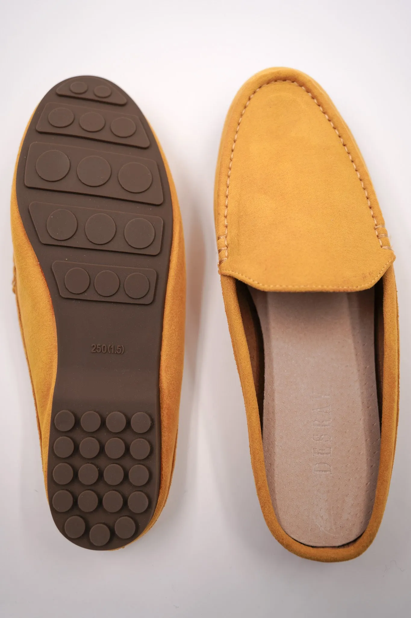 Lemon Suedette Slip Ons