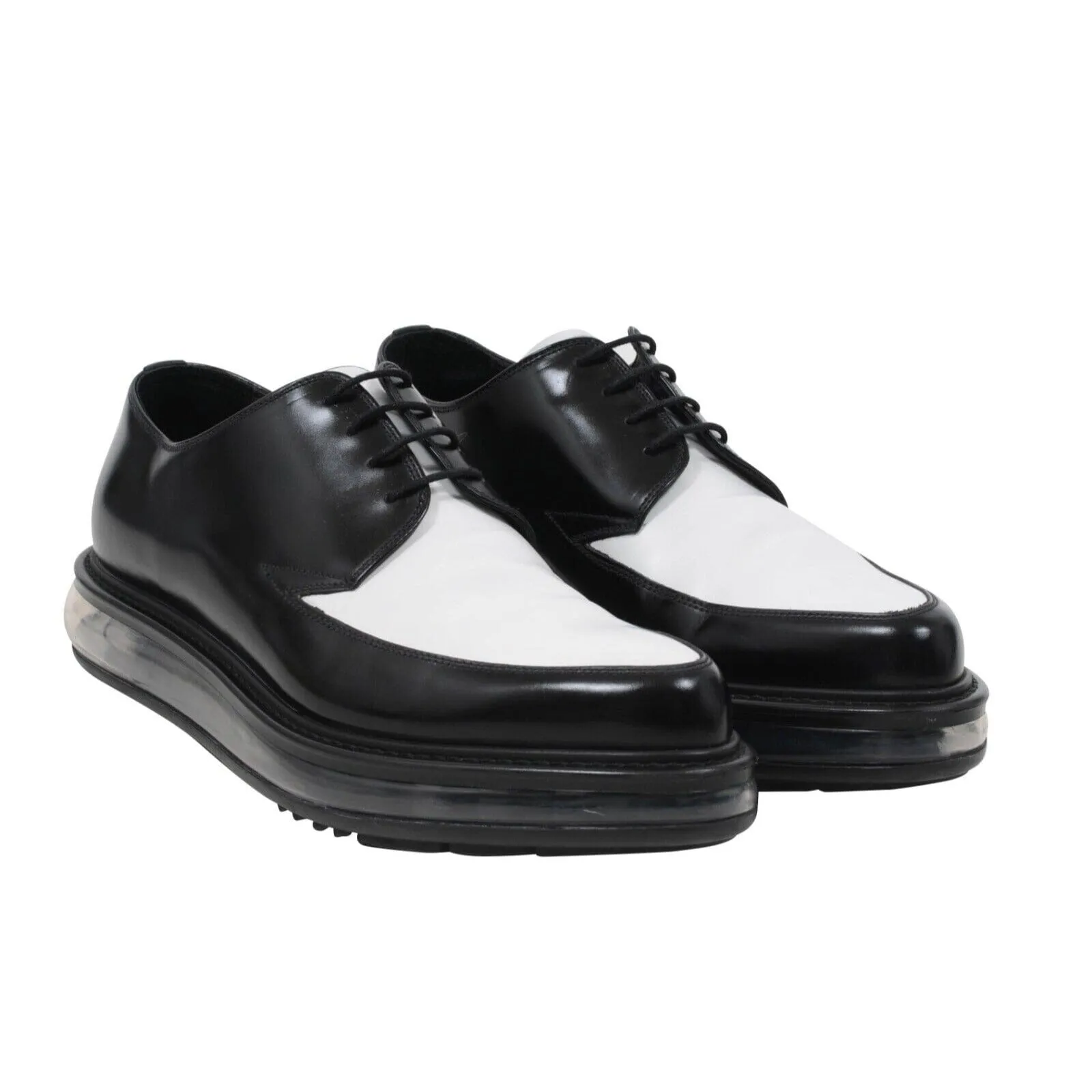 Levitate Creeper Black White Leather Platform Derby