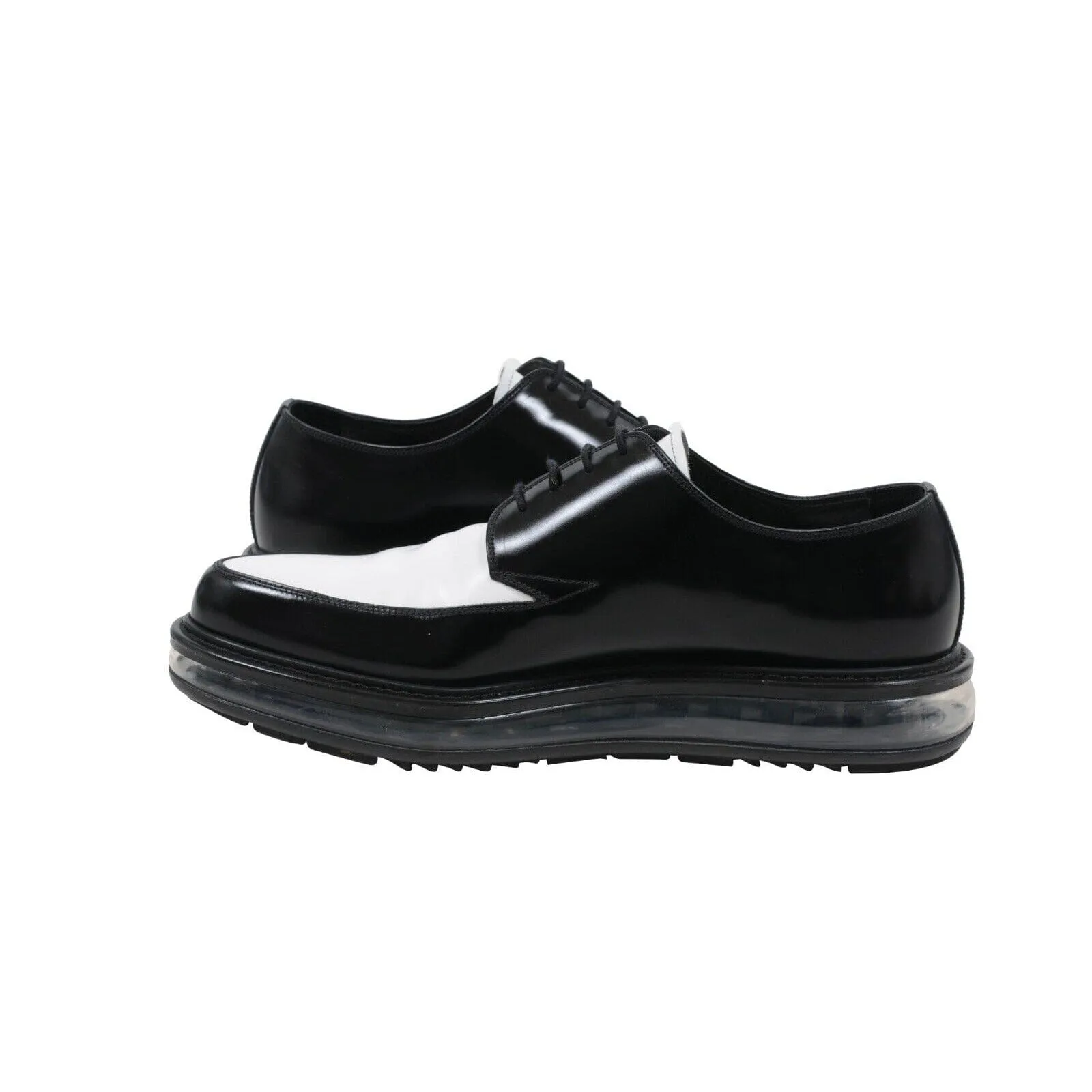 Levitate Creeper Black White Leather Platform Derby