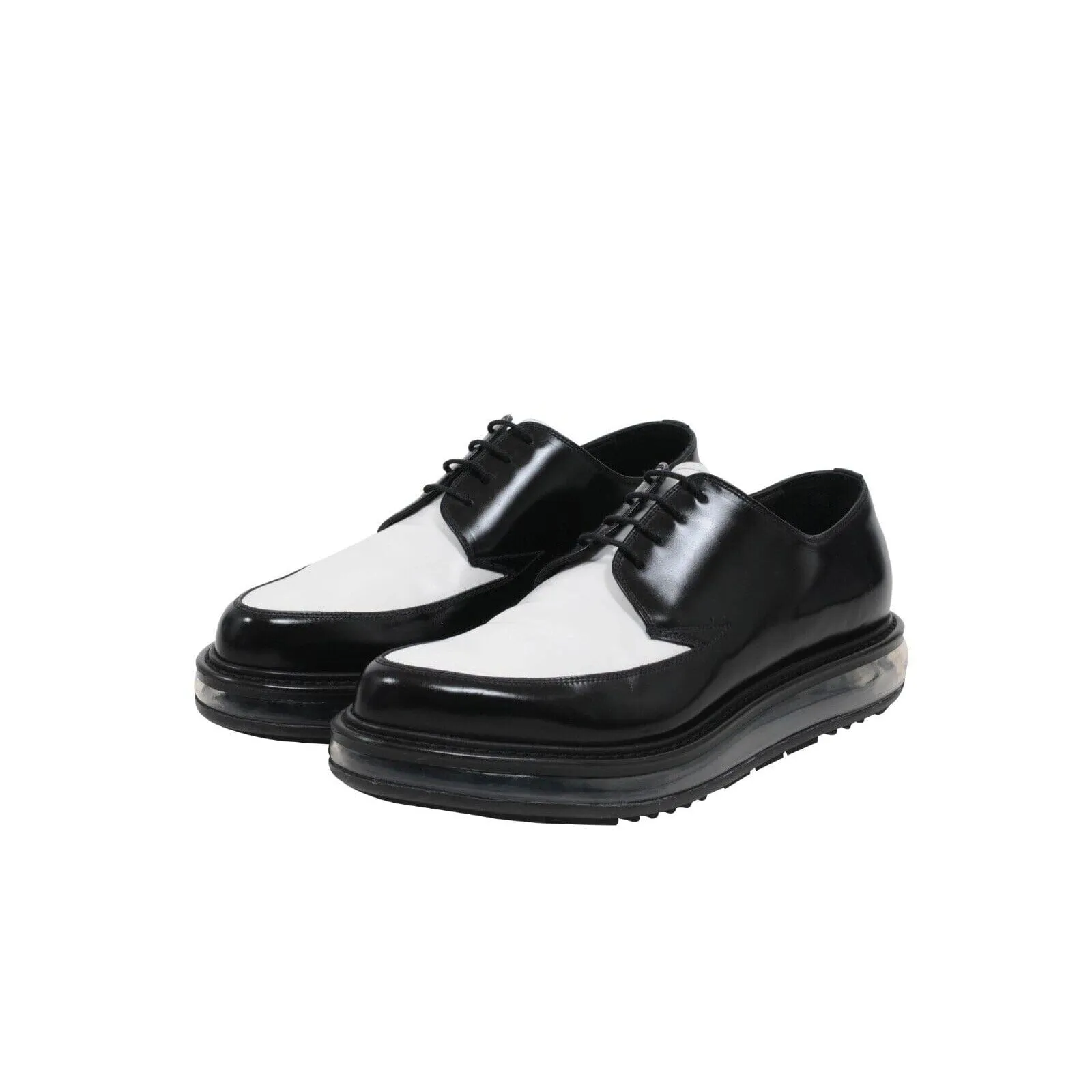 Levitate Creeper Black White Leather Platform Derby