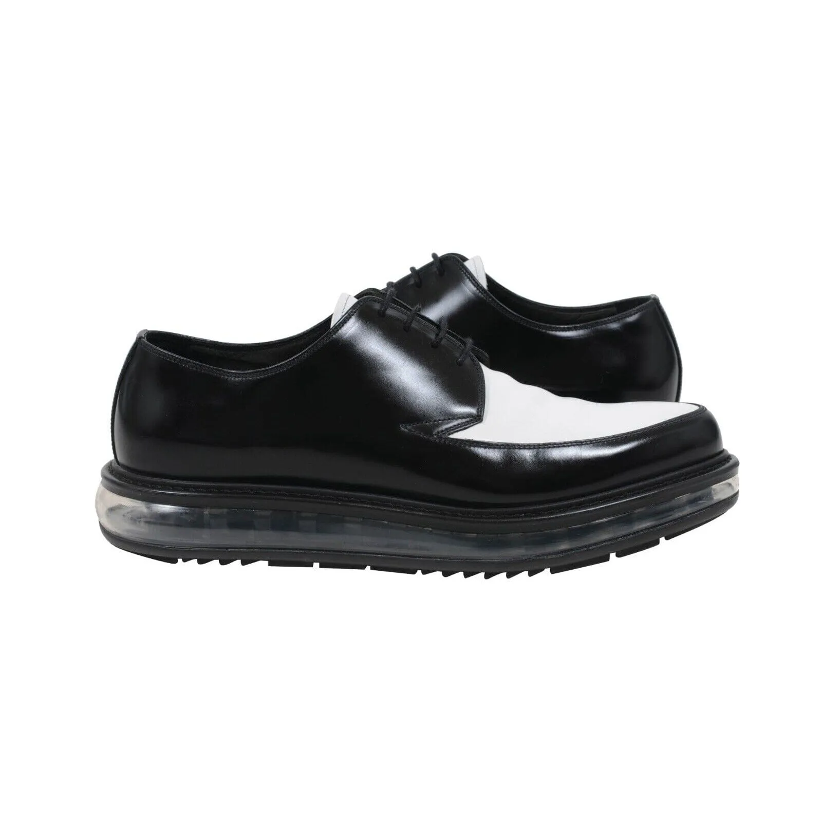 Levitate Creeper Black White Leather Platform Derby