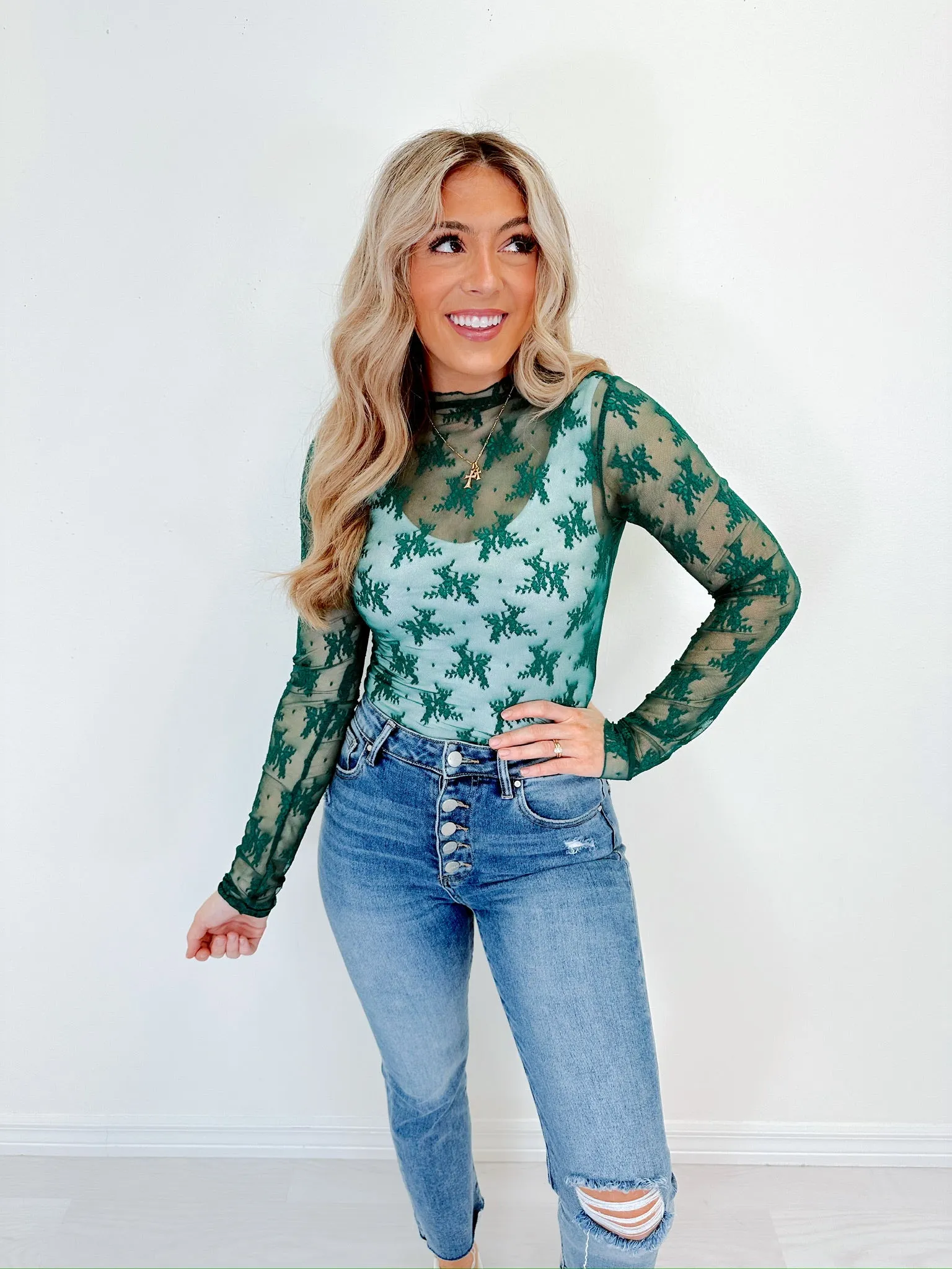 Lolita Lace Sheer Top - Green
