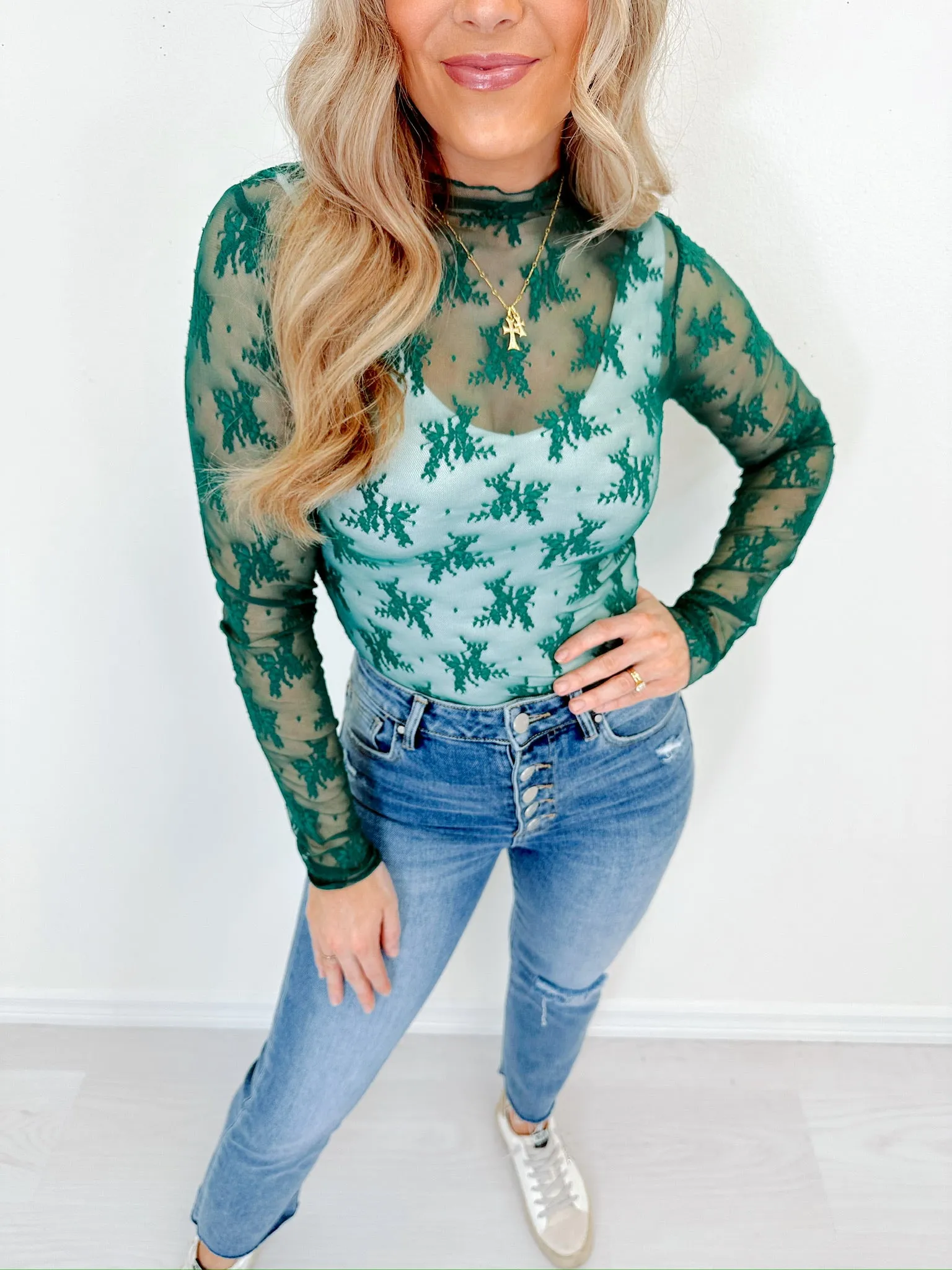 Lolita Lace Sheer Top - Green