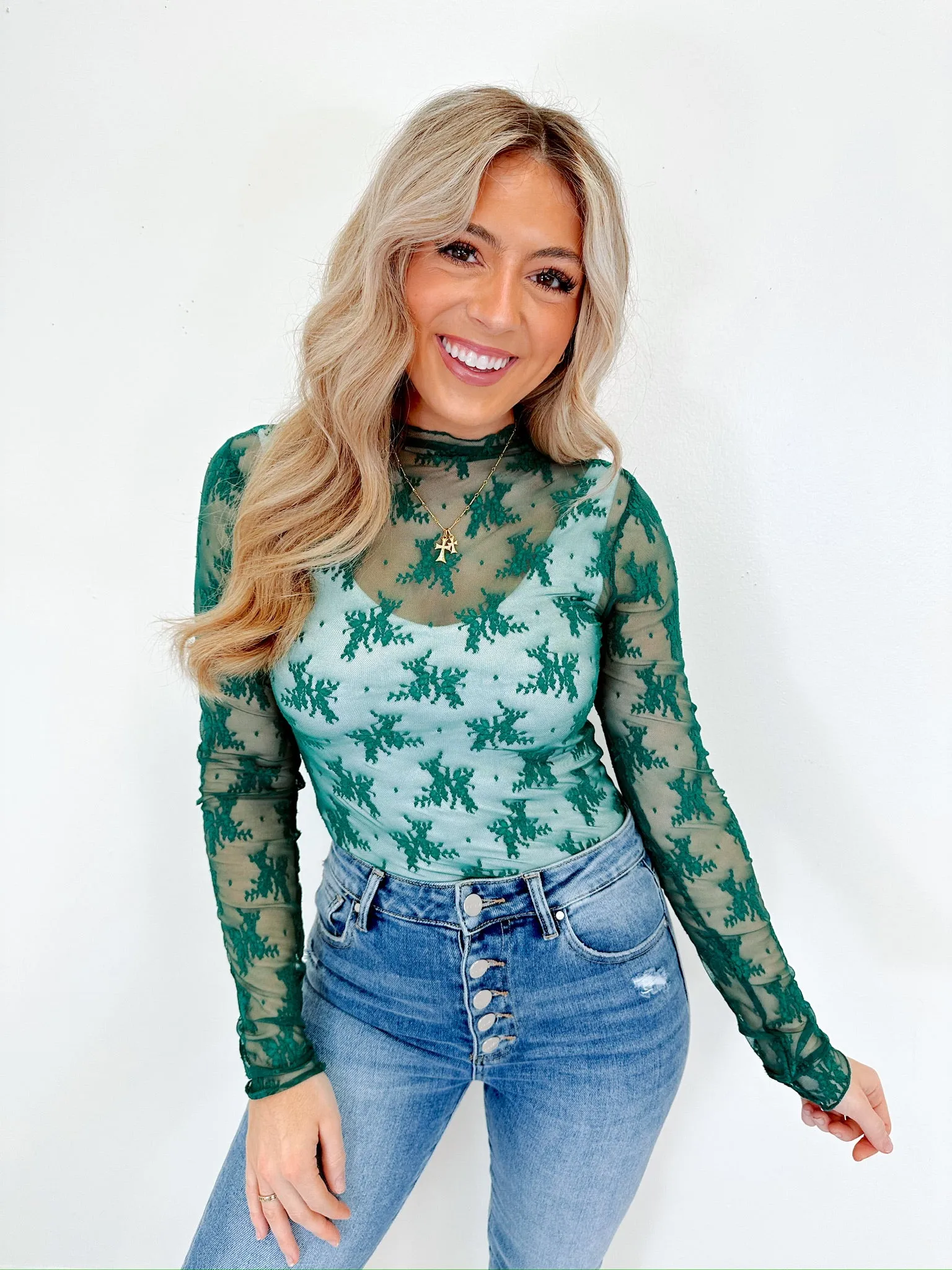 Lolita Lace Sheer Top - Green