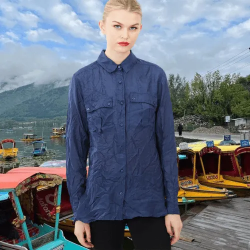 Long Sleeve Crushed Silk Shirt
