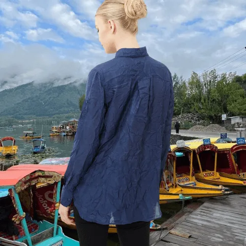Long Sleeve Crushed Silk Shirt