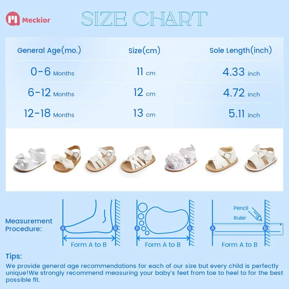 Meckior Baby Toddler Infant Girls PU Leather Soft Open Toe Summer Sandals Flower Princess Flat Shoes