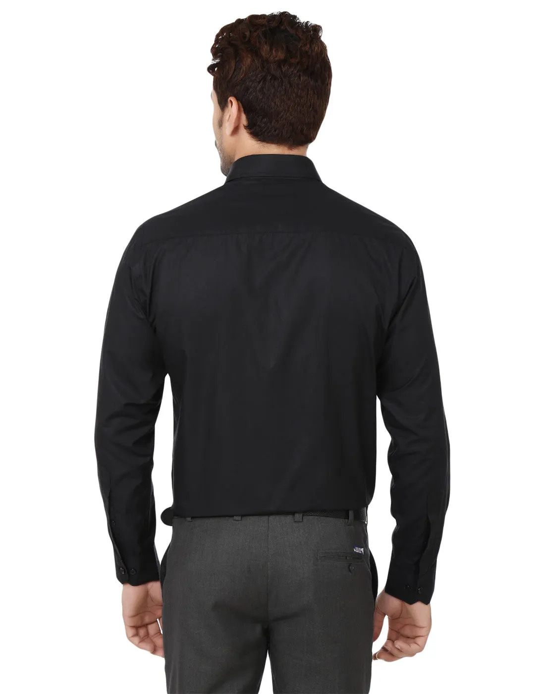 Men Black Solid Cotton Rich Slim Fit Formal Shirt
