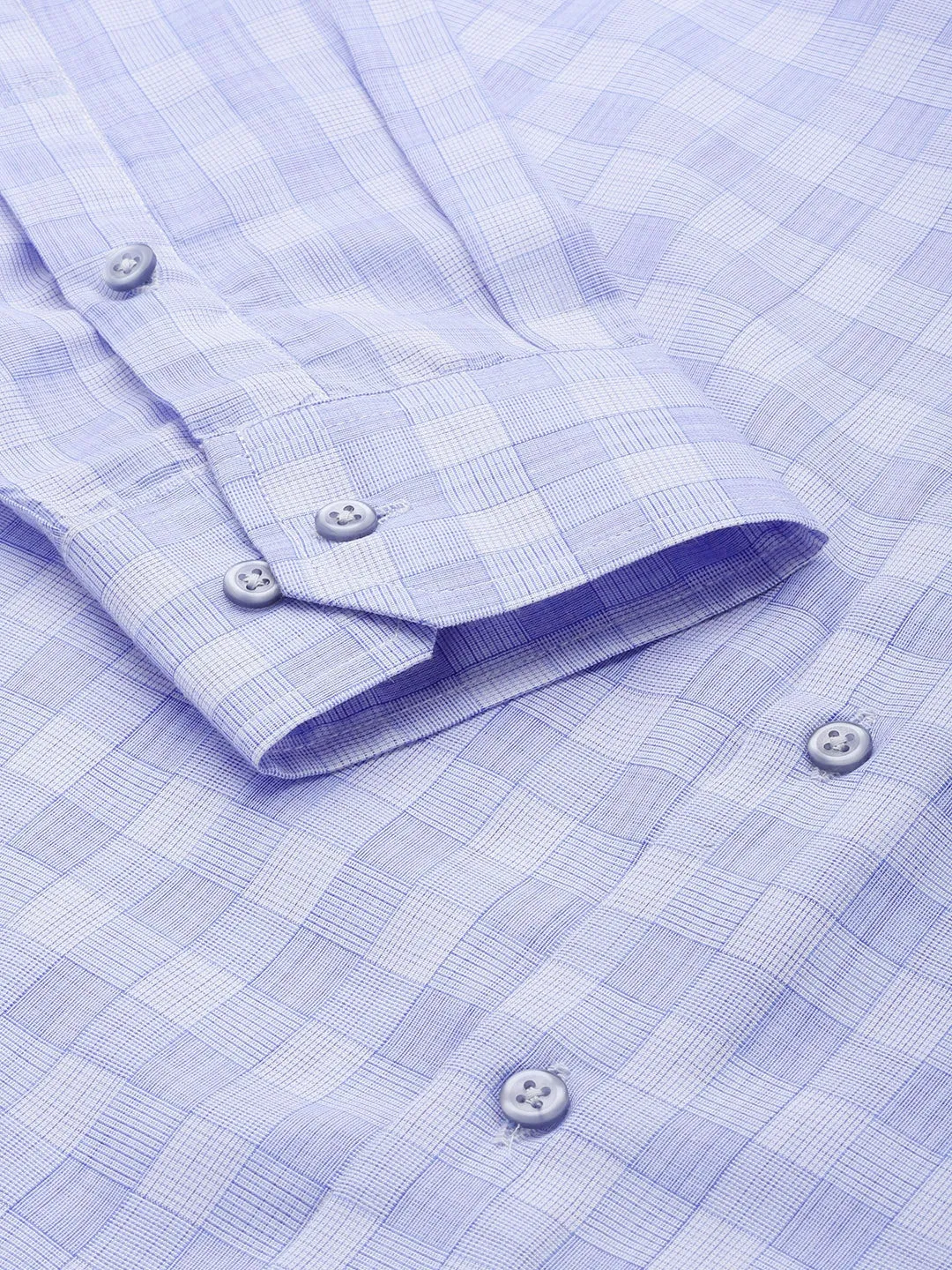 Men Blue Checked Cotton Rich Slim Fit Formal Shirt