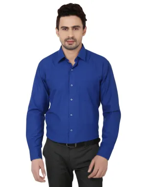 Men Blue Solids Cotton Rich Slim Fit Formal Shirt