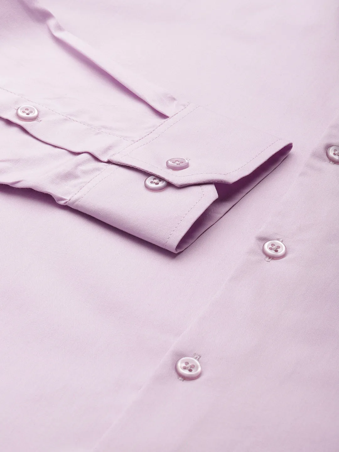 Men Lavender Solid Pure Cotton Slim Fit Formal Shirt