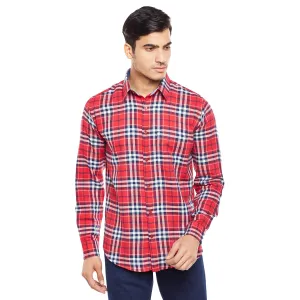 Men Red Checks Pure Cotton Slim Fit Casual Shirt