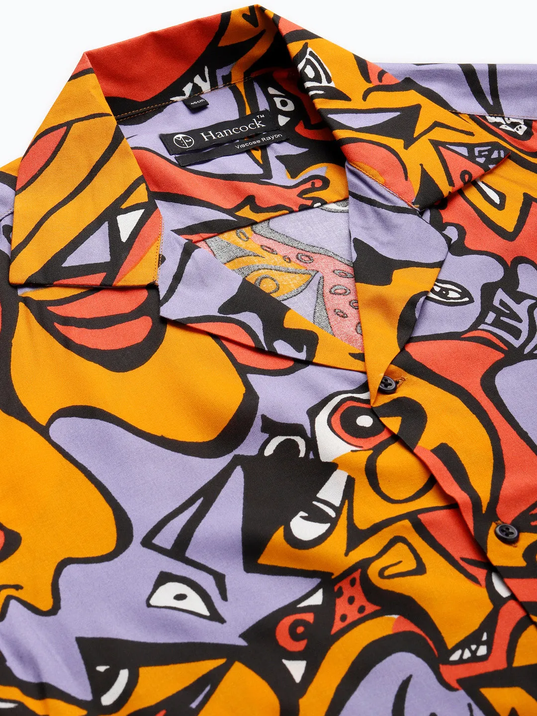 Men Yellow & Multi Printed Viscose Rayon Relaxed Fit Casual Resort Shirt