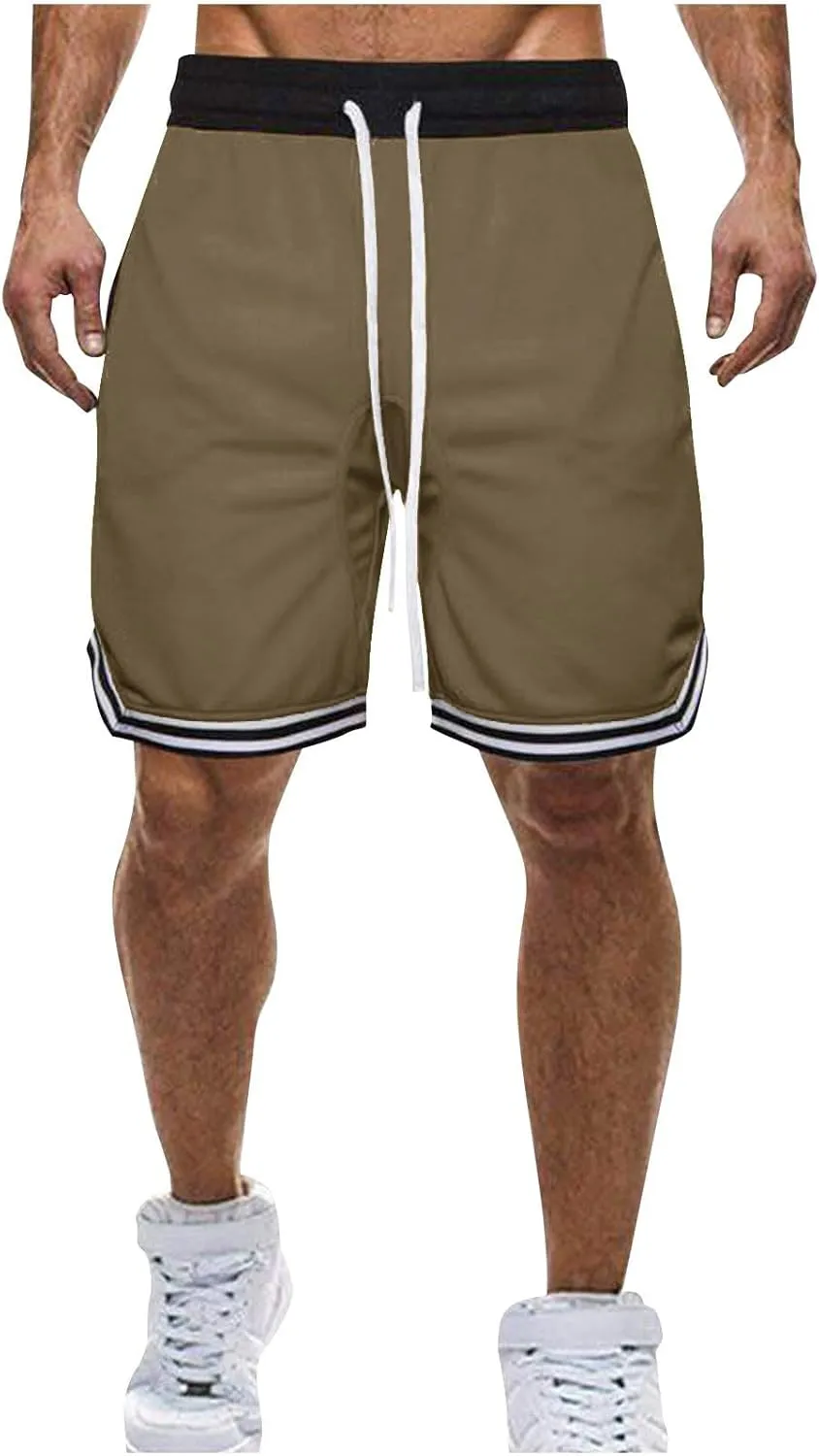 Men's Basketball Shorts with Zipper Pockets Lightweight Quick Dry Mesh Athletic Running Sweat Shorts Drawstring