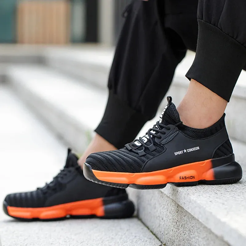 Men's Work Sneakers Steel Toe Puncture-Proof Safety Shoes Boots Men's Anti-smash Working Protective Shoes