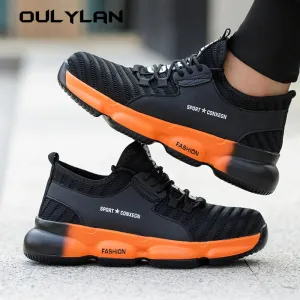 Men's Work Sneakers Steel Toe Puncture-Proof Safety Shoes Boots Men's Anti-smash Working Protective Shoes