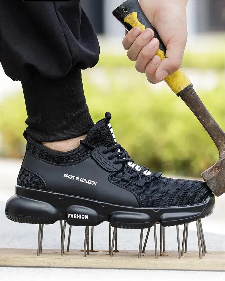 Men's Work Sneakers Steel Toe Puncture-Proof Safety Shoes Boots Men's Anti-smash Working Protective Shoes
