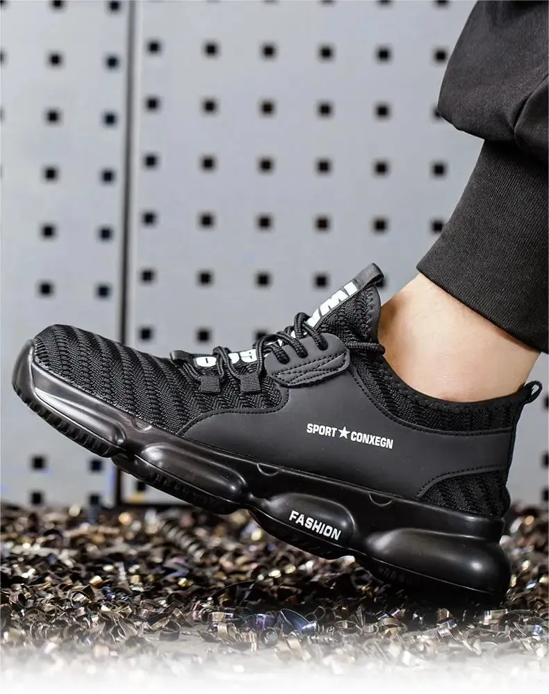 Men's Work Sneakers Steel Toe Puncture-Proof Safety Shoes Boots Men's Anti-smash Working Protective Shoes