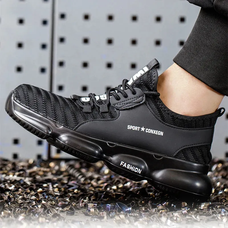 Men's Work Sneakers Steel Toe Puncture-Proof Safety Shoes Boots Men's Anti-smash Working Protective Shoes