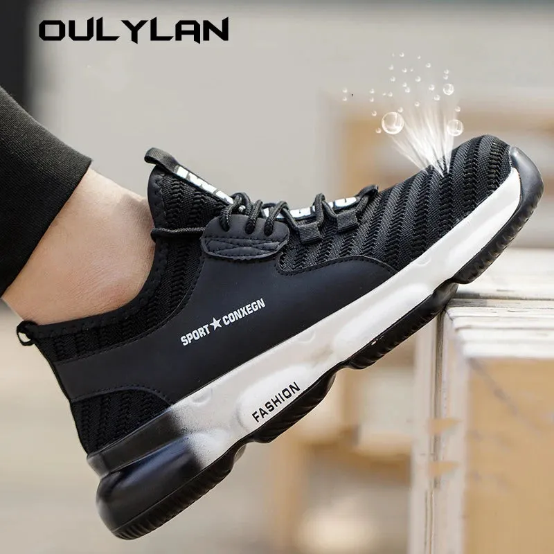 Men's Work Sneakers Steel Toe Puncture-Proof Safety Shoes Boots Men's Anti-smash Working Protective Shoes
