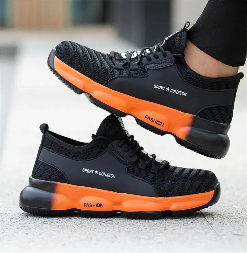 Men's Work Sneakers Steel Toe Puncture-Proof Safety Shoes Boots Men's Anti-smash Working Protective Shoes