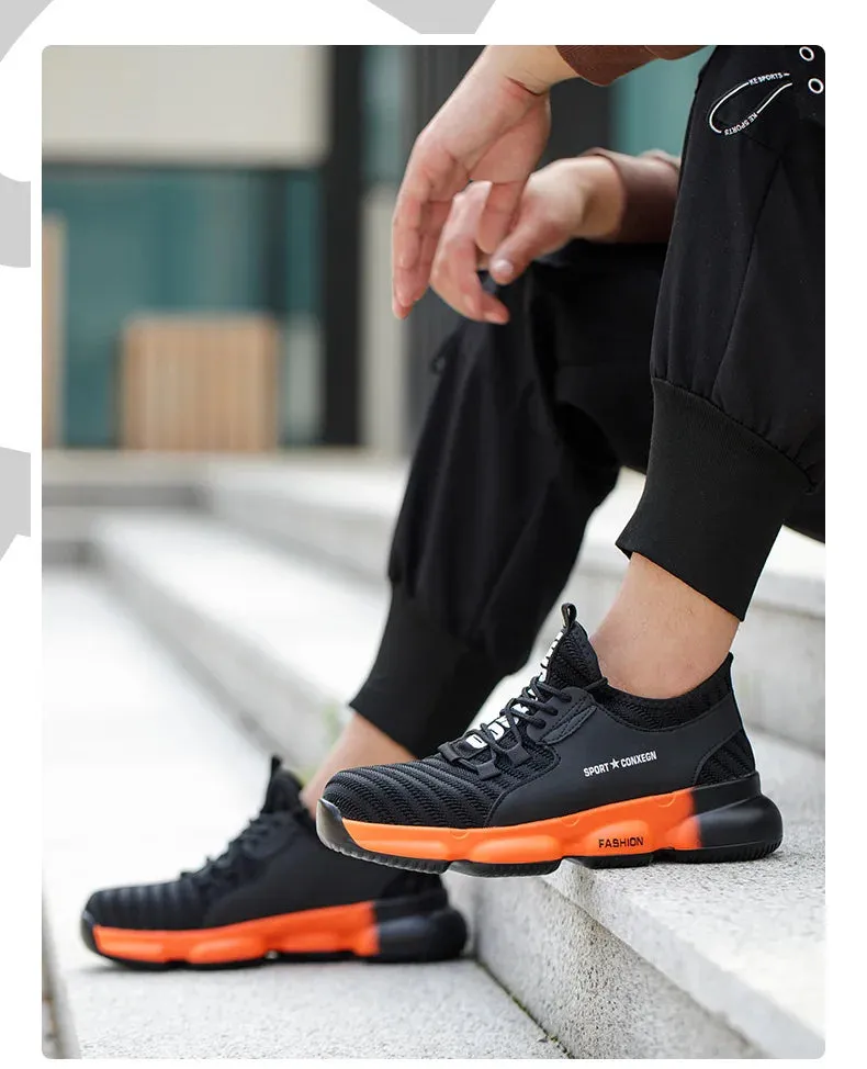 Men's Work Sneakers Steel Toe Puncture-Proof Safety Shoes Boots Men's Anti-smash Working Protective Shoes