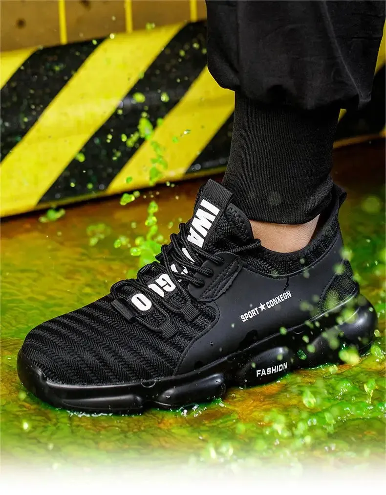 Men's Work Sneakers Steel Toe Puncture-Proof Safety Shoes Boots Men's Anti-smash Working Protective Shoes