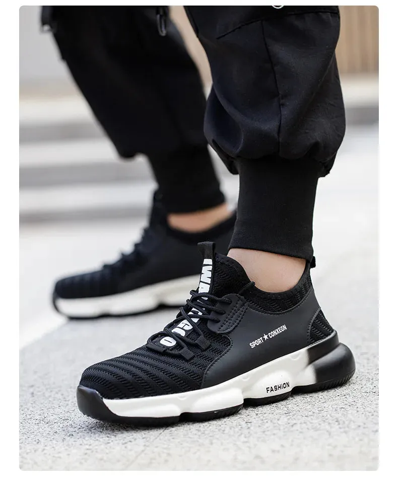 Men's Work Sneakers Steel Toe Puncture-Proof Safety Shoes Boots Men's Anti-smash Working Protective Shoes