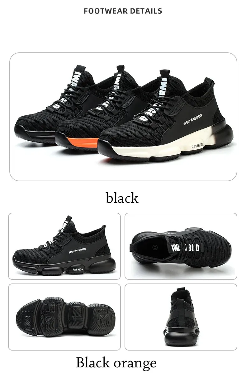 Men's Work Sneakers Steel Toe Puncture-Proof Safety Shoes Boots Men's Anti-smash Working Protective Shoes