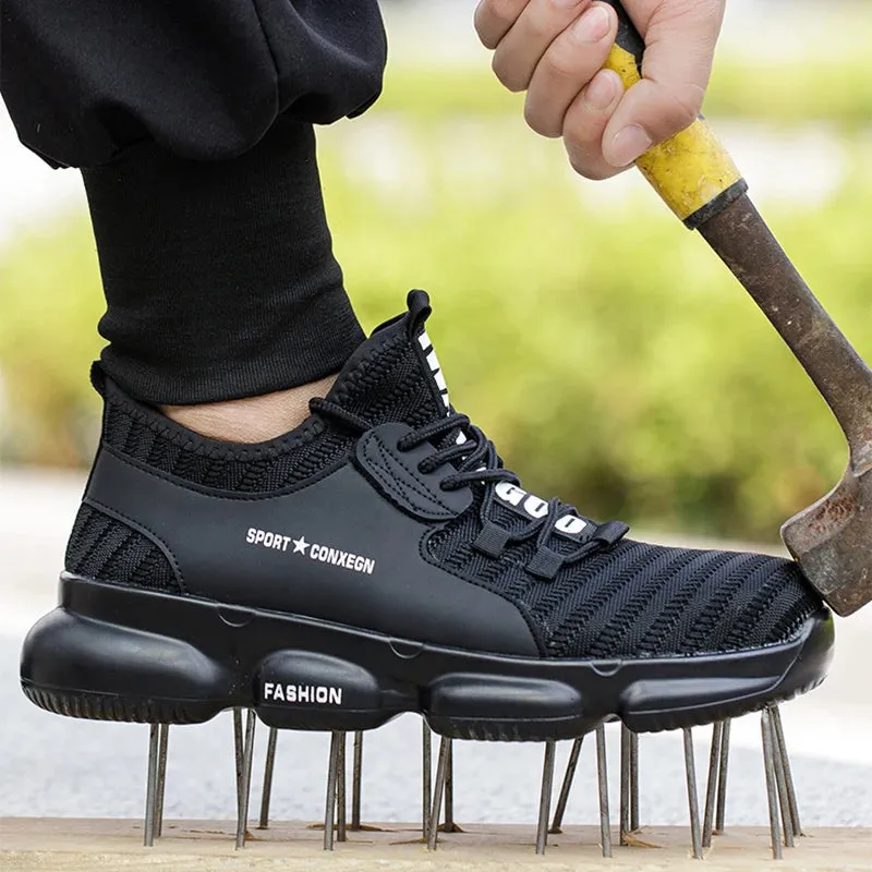 Men's Work Sneakers Steel Toe Puncture-Proof Safety Shoes Boots Men's Anti-smash Working Protective Shoes