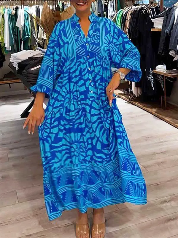 Mira™ | Flowing V-Neck Printed Dress ( Almost sold out )