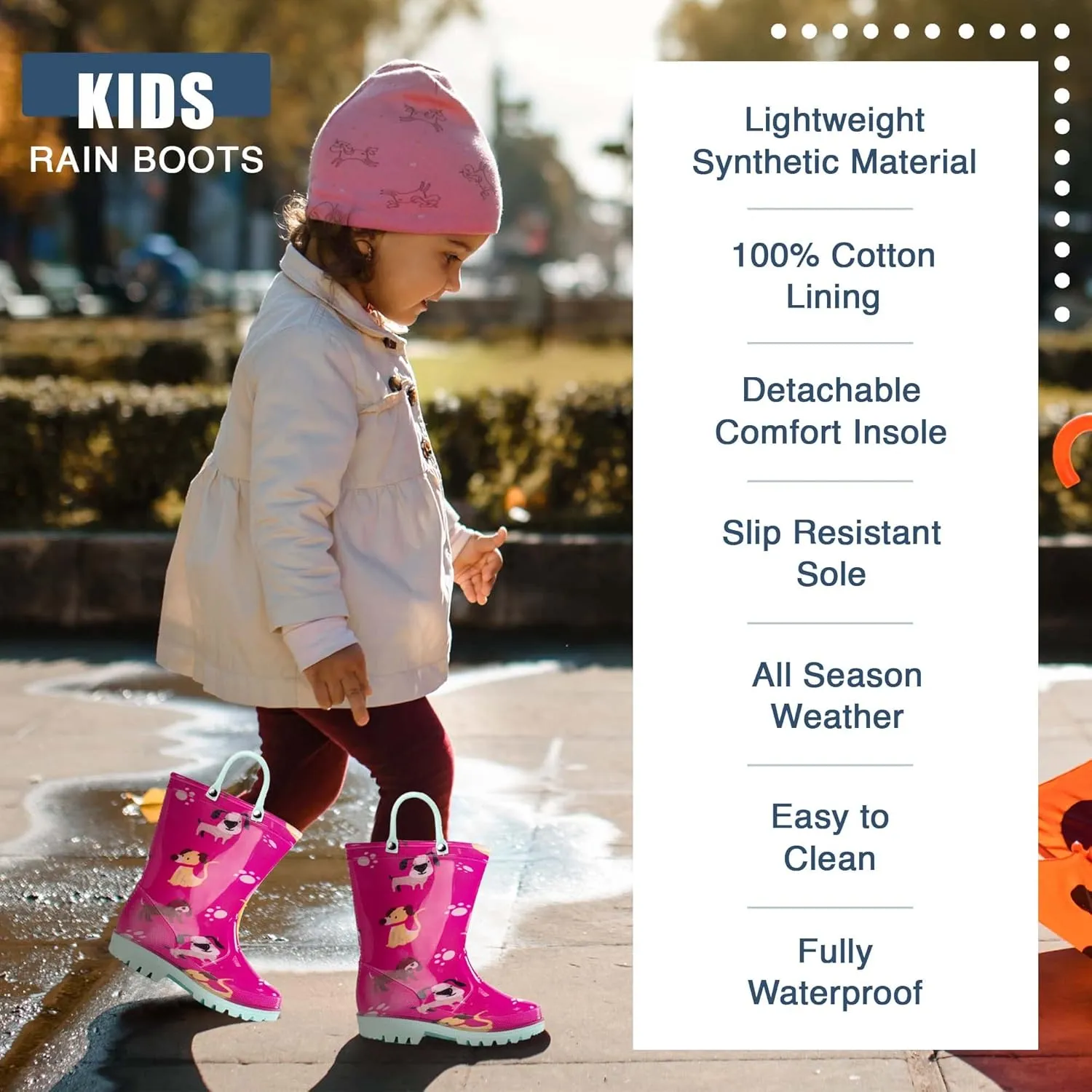 NORTY PVC Rain Boots for Kids - Waterproof PVC Boots Boys and Girls Solid & Printed Rainboots for Toddlers and Kids