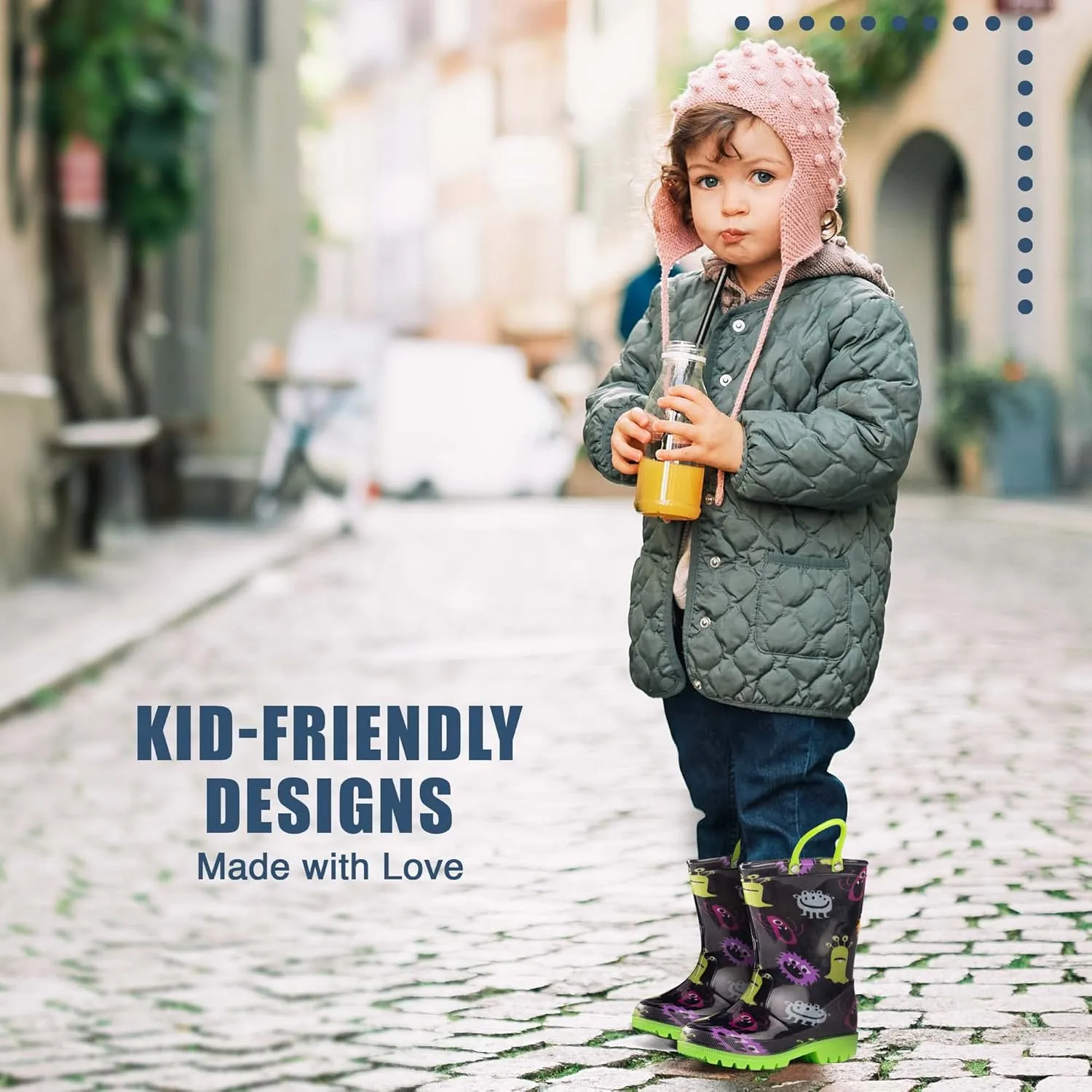 NORTY PVC Rain Boots for Kids - Waterproof PVC Boots Boys and Girls Solid & Printed Rainboots for Toddlers and Kids