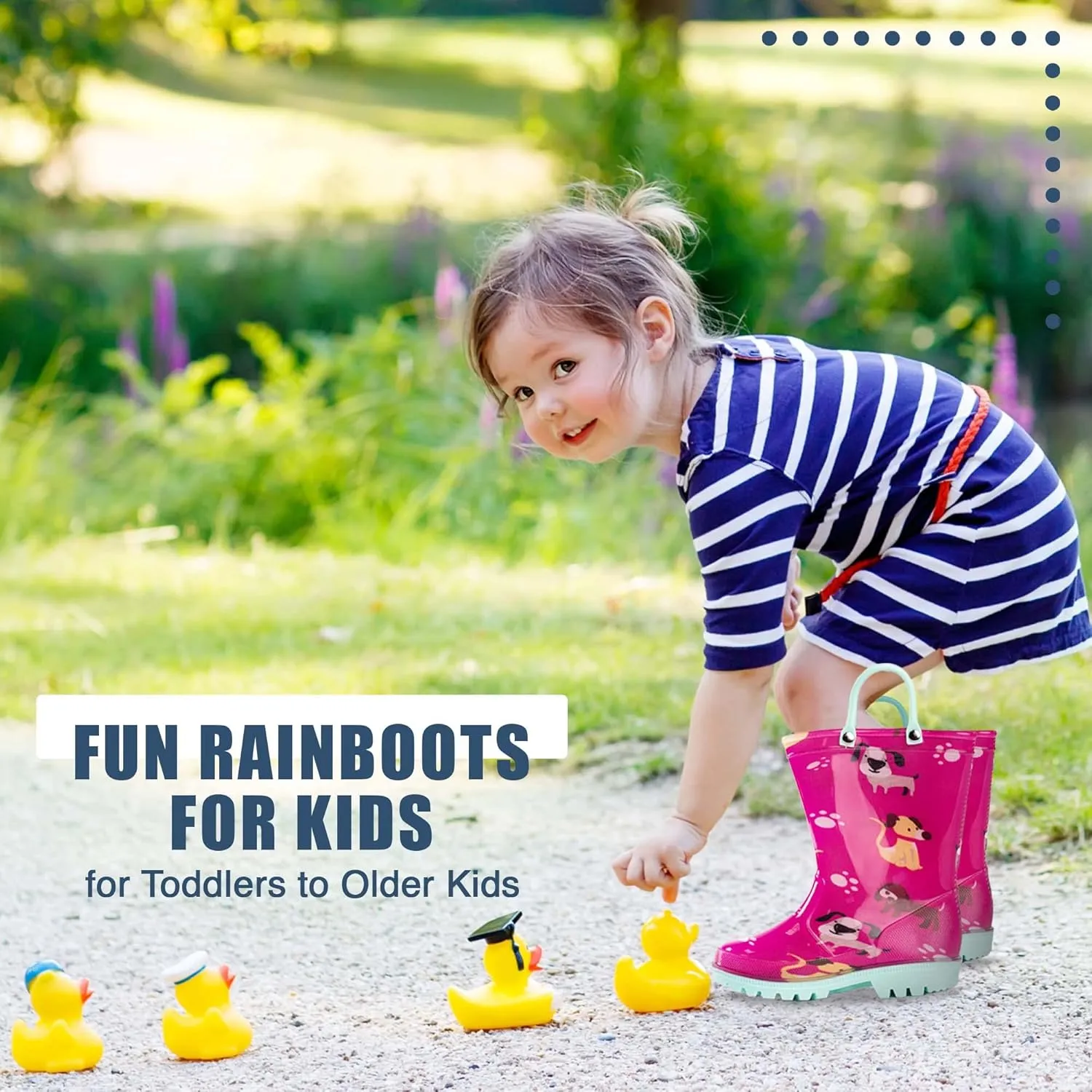 NORTY PVC Rain Boots for Kids - Waterproof PVC Boots Boys and Girls Solid & Printed Rainboots for Toddlers and Kids
