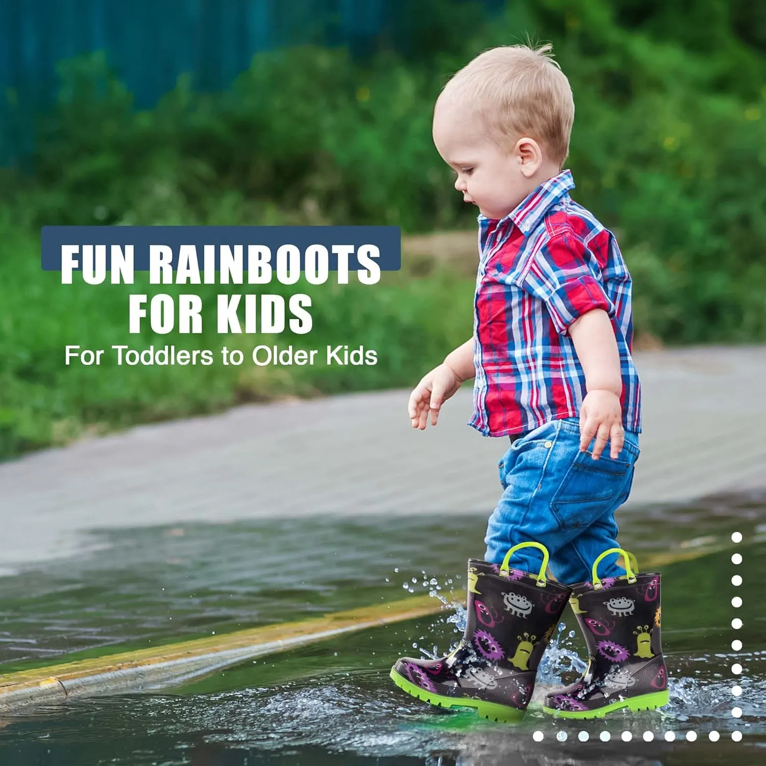 NORTY PVC Rain Boots for Kids - Waterproof PVC Boots Boys and Girls Solid & Printed Rainboots for Toddlers and Kids