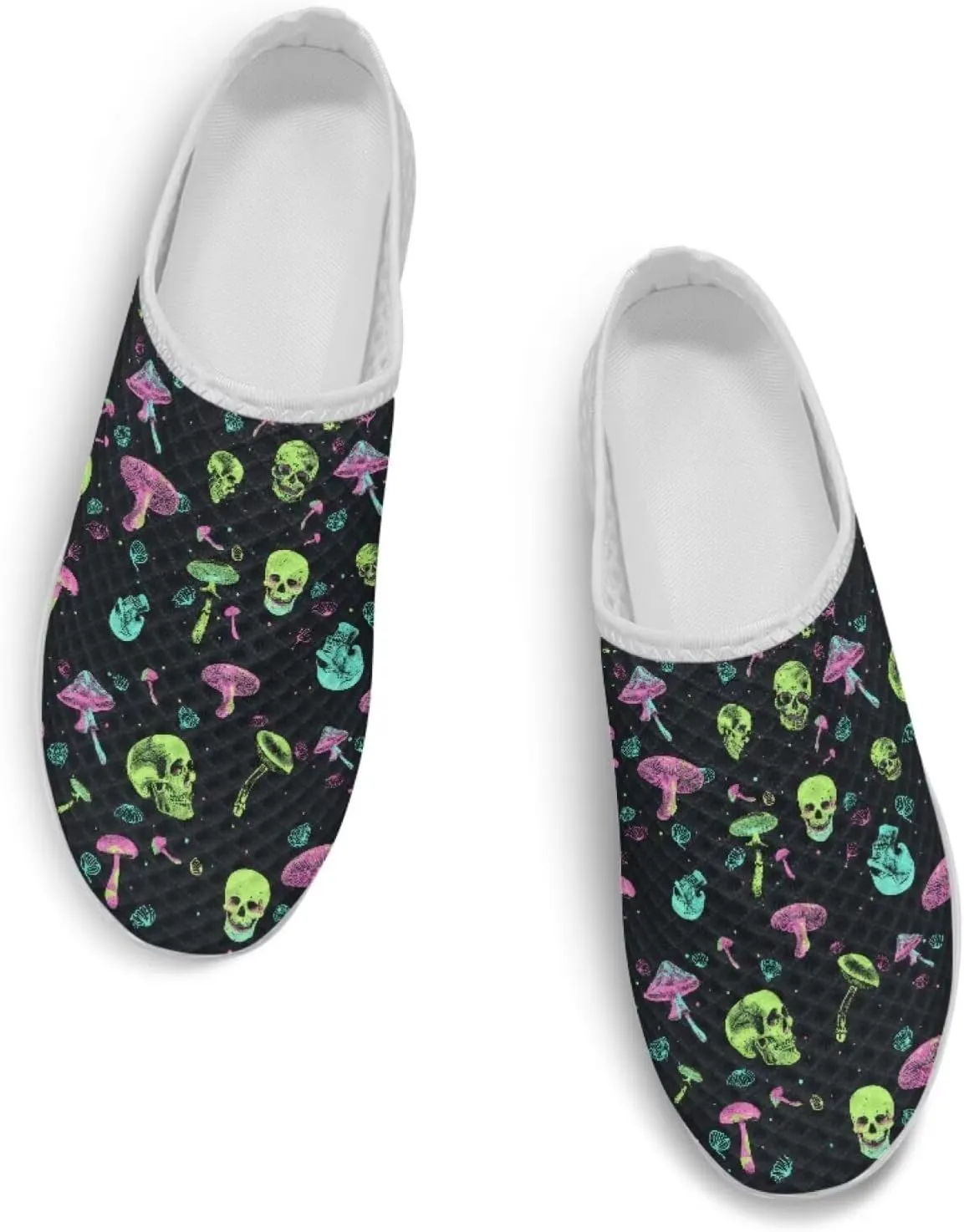 Novelty Mushrooms Women's Slip On Mule Sneakers Anti-Slip Walking Shoes with Elastic Thick Sole for Outdoor Indoor