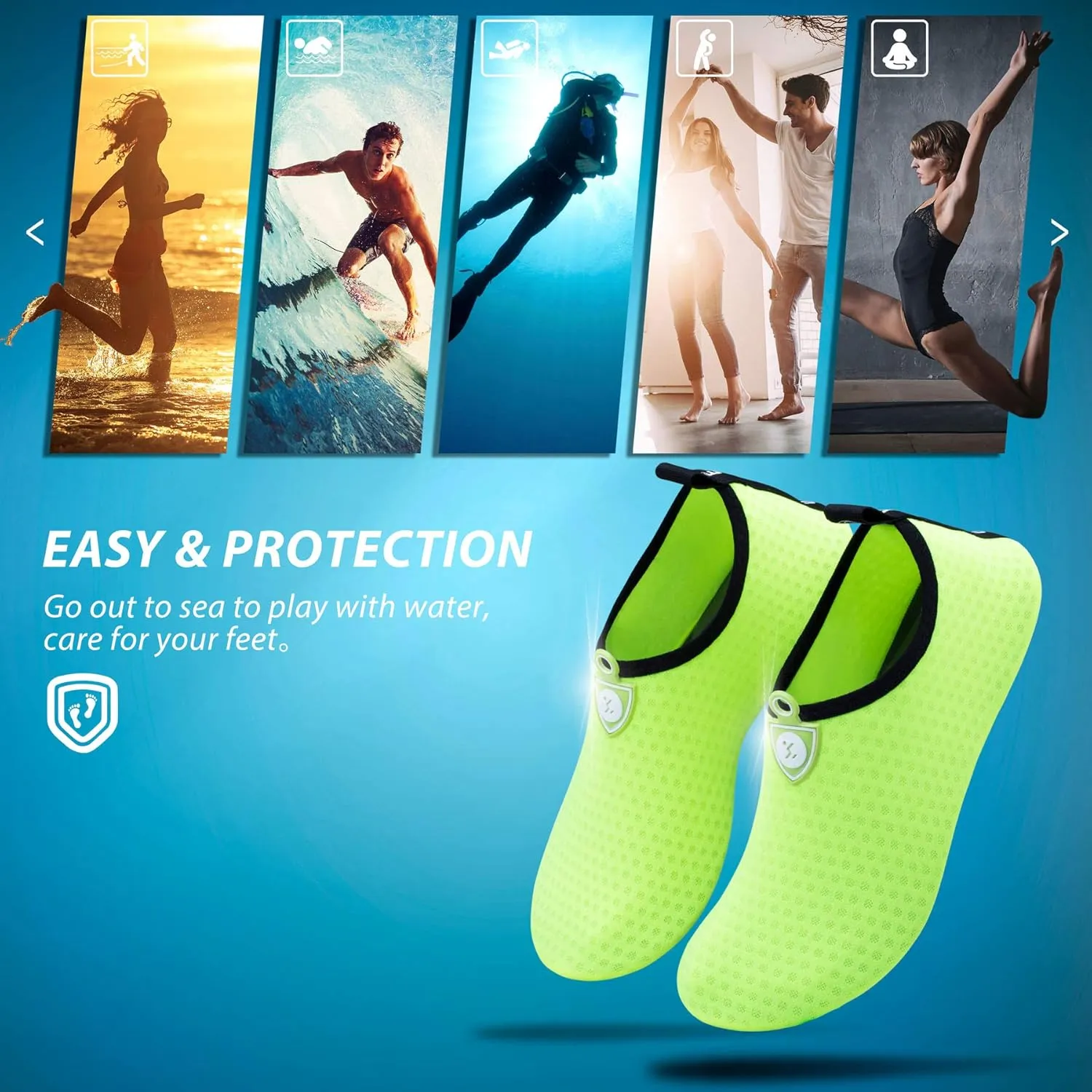 SIMARI Water Shoes for Women Men Swim Aqua Socks Beach Pool Essentials Barefoot Surf River Boat Kayak Sea Yoga Sand Exercise Sport Accessories Breathable Quick-Dry Adult Youth Kid Size SWS001