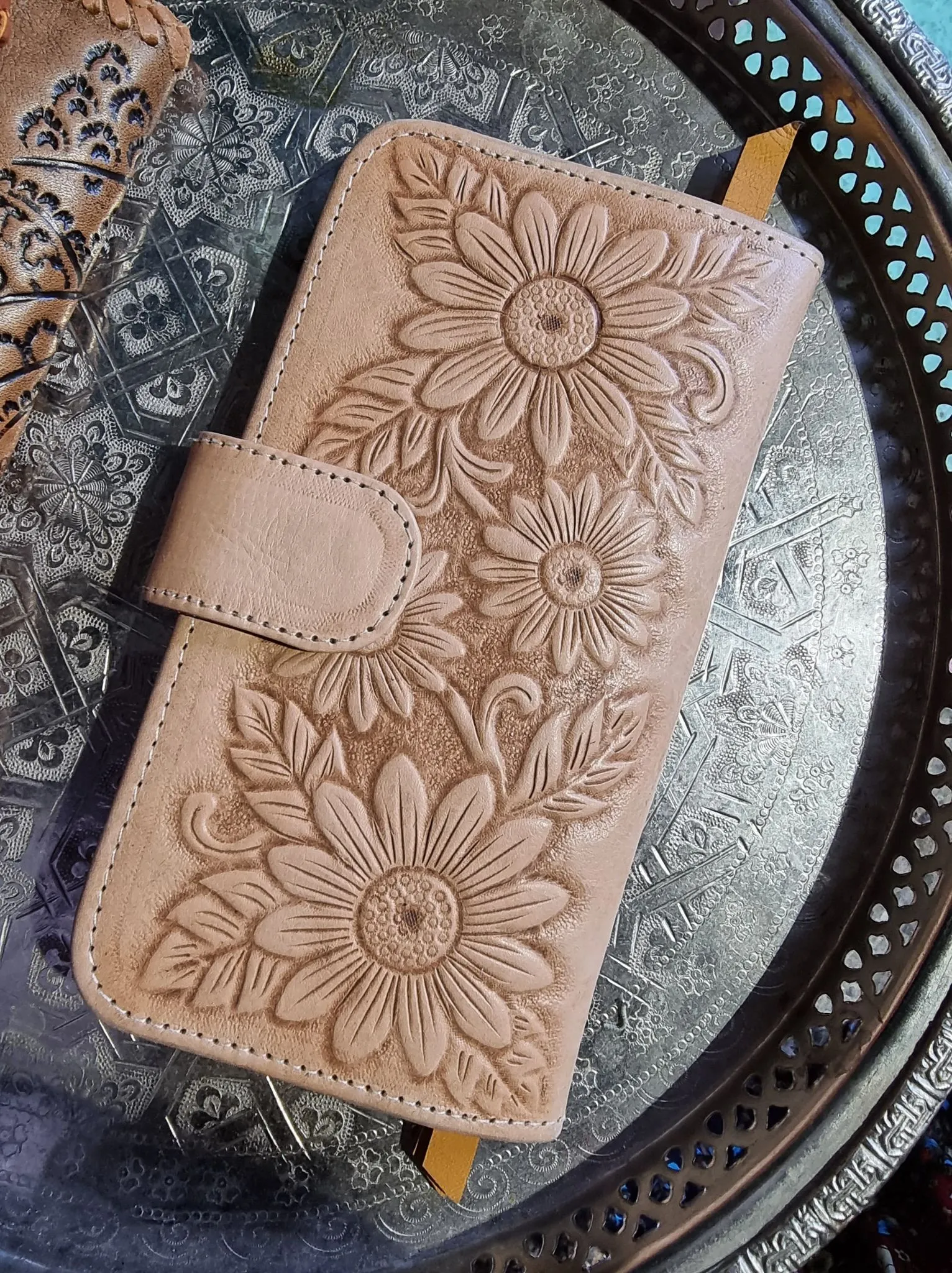 Sunflower leather purse
