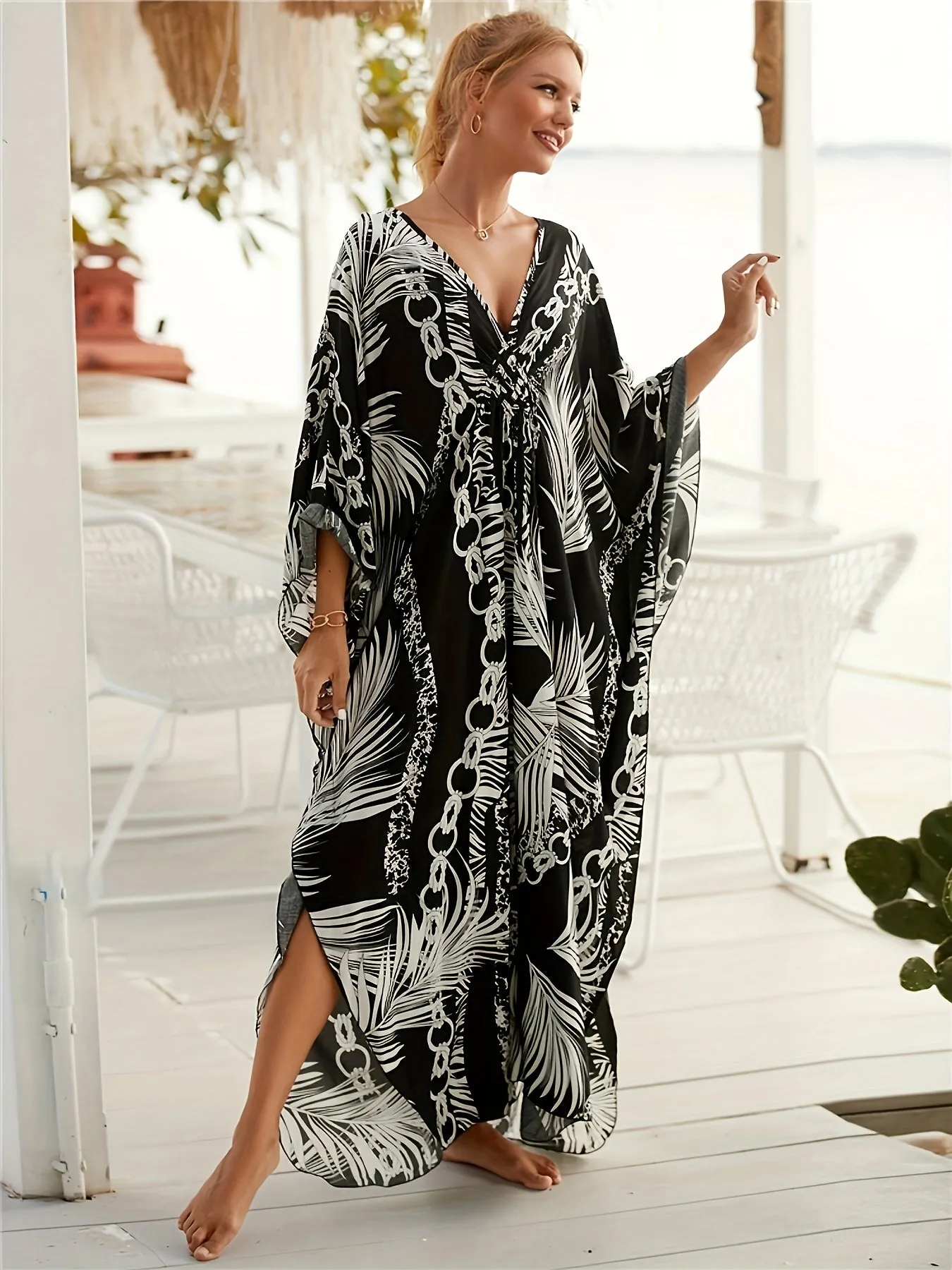 Sylis | Luxe Chain Print Kaftan Dress